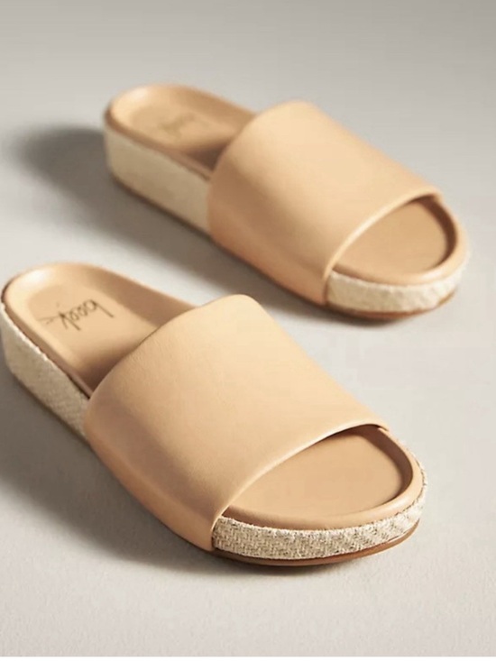 beek Shoes - beek Beige Slide Sandals with Espadrille Platform
